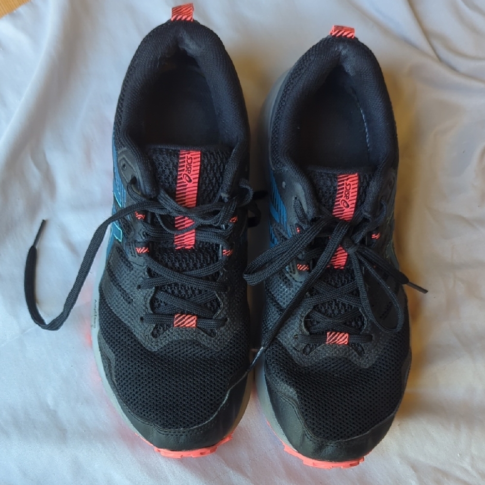 Asics Black and Red Athletic Shoes